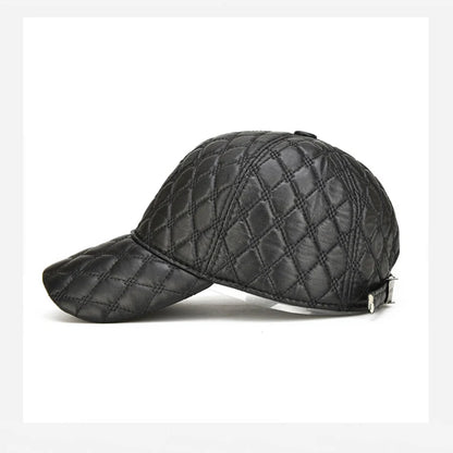 2026 Spring Genuine Sheepskin Leather Black Baseball Caps