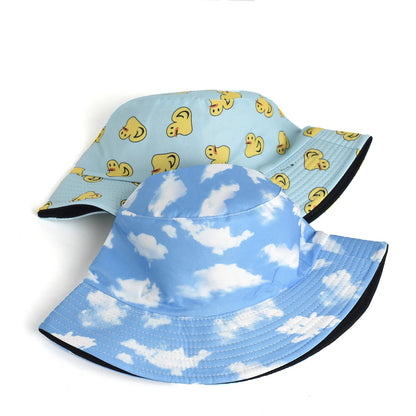 Blue Sky And White Clouds Print Bucket Hat Fisherman Hat