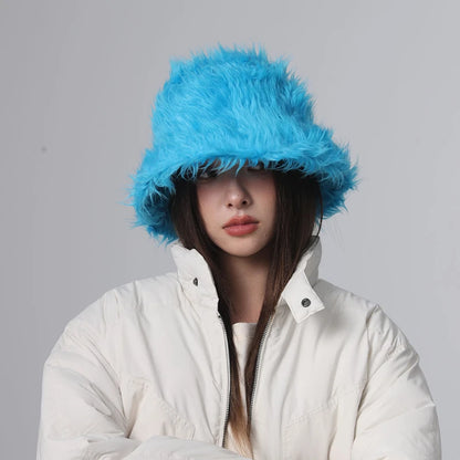 2024 Barrel Caps Funny Fashion Autumn Winter Leopard Fur Bucket Hats