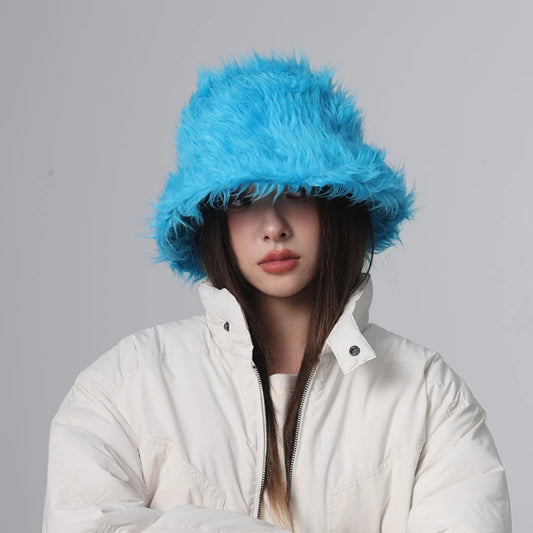 2024 Barrel Caps Funny Fashion Autumn Winter Leopard Fur Bucket Hats