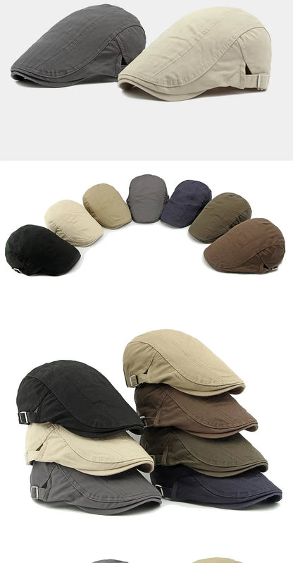 Korean Style Cotton Hats Wholesale British Style Men's Solid Color Peaked Cap