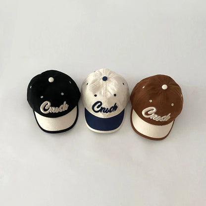 Retro Patchwork Baby Baseball Cap Letter Embroidered Peaked Cap