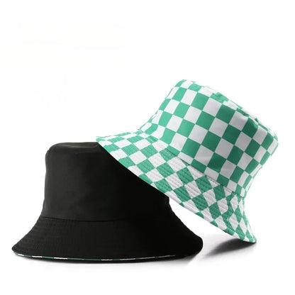Double Sided Plaid Bucket Hats for Women and Men