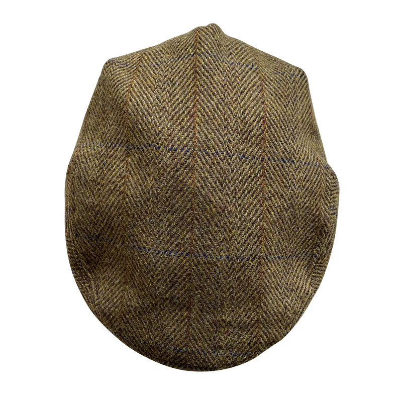 Striped Gray New Wool Flat Cap Men's Keep Warm Gatsby Ivy Cap