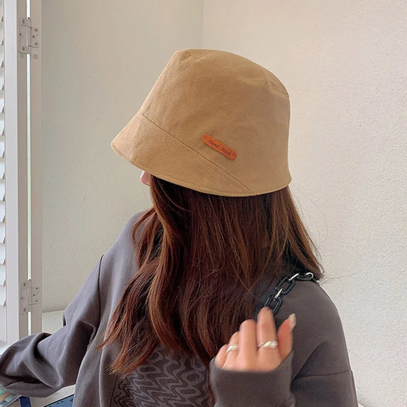 Women Solid Color Bucket Hat Soft Cotton Foldable Visor