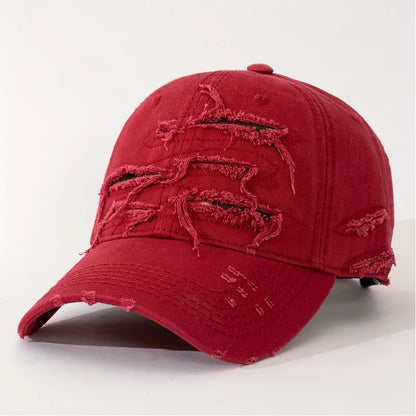 Street Distressed Hole Multi-Layer Fabric Baseball Cap
