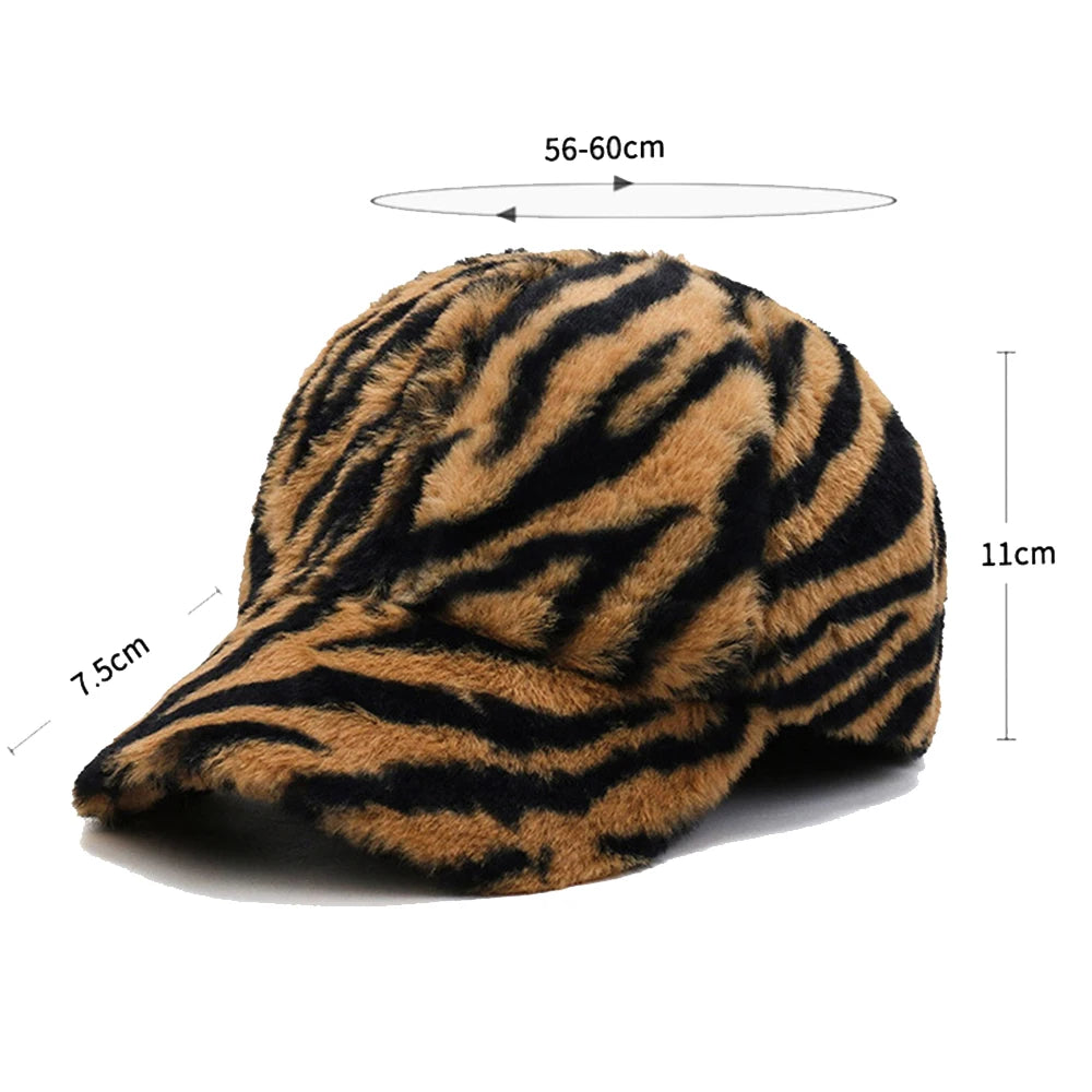 Pink Brown Leopard Baseball Cap For Men Plush Luxury Women Hat