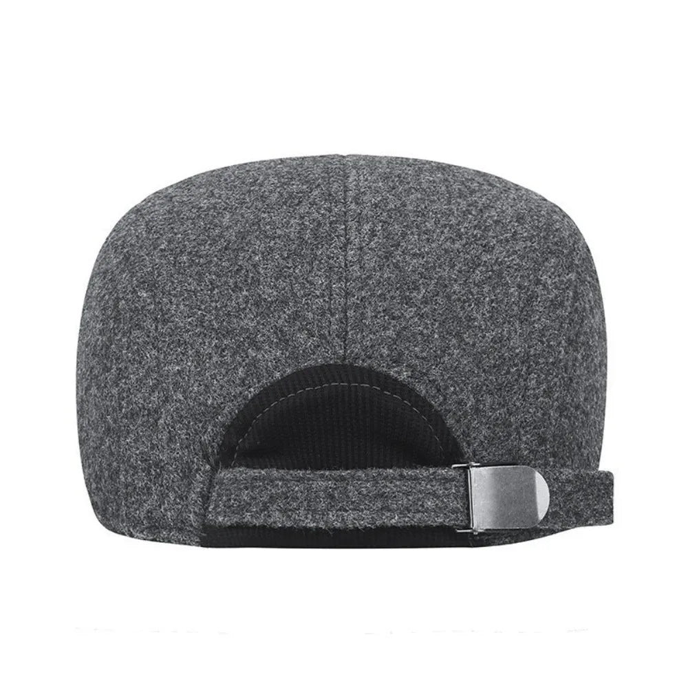 New Solid Color Men Berets Woolen Fabric Soft Peaked Cap