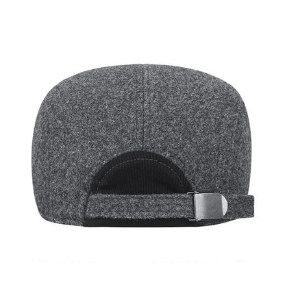 New Solid Color Men Berets Woolen Fabric Soft Peaked Cap