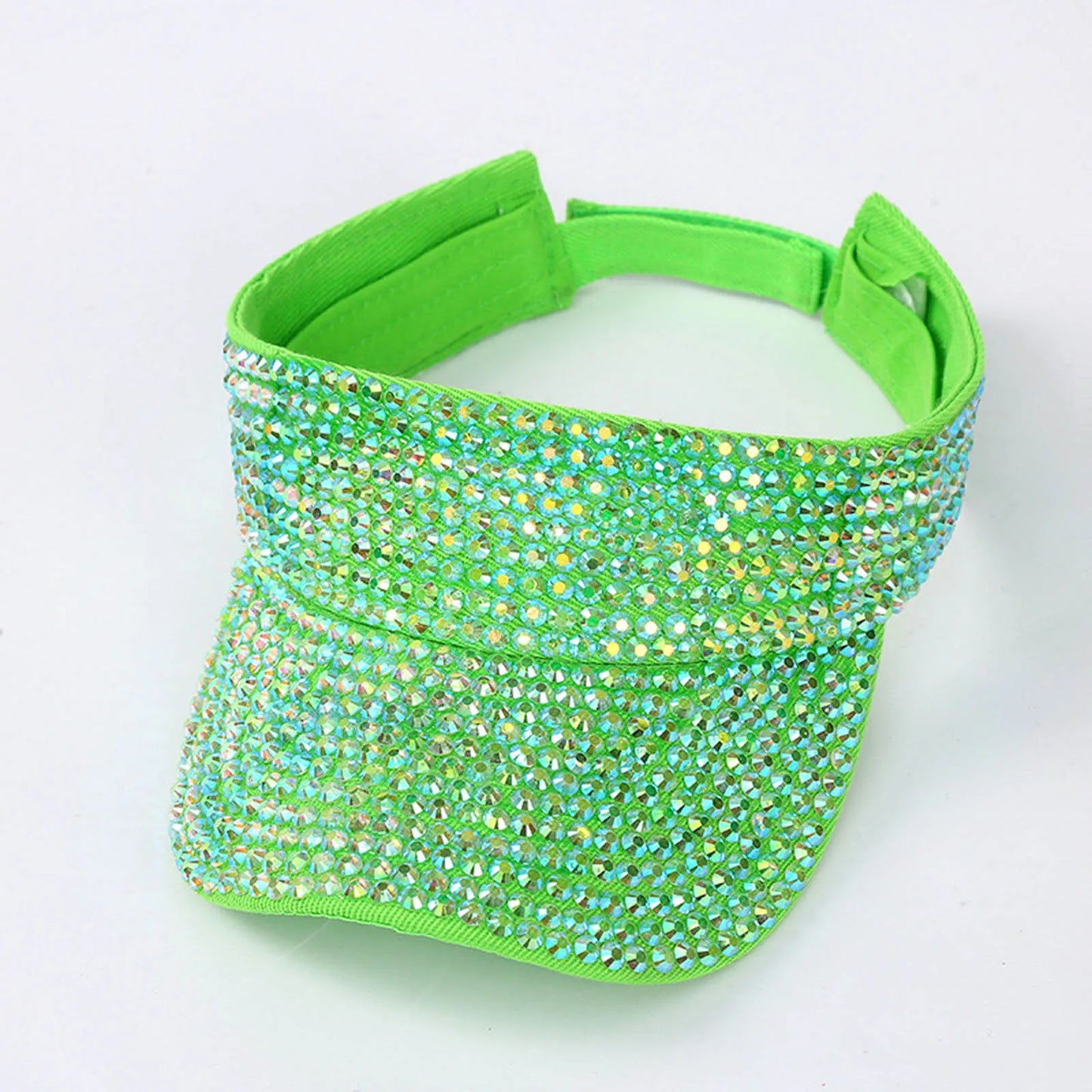 Glitter Visor Shiny Rhinestones Sport Cap Solid Empty Top Hats