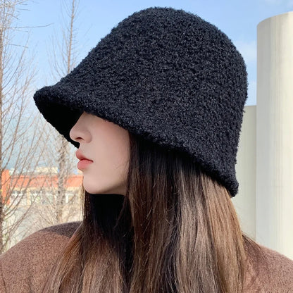 Wool Bucket Hat - Fashionable & Warm Winter Beanie, Cute Round Top Cap for Women & Girls (Unisex)