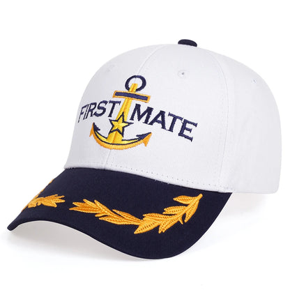Fashion Baseball Caps Ship Spear Letters Embroidery White Turning Caps