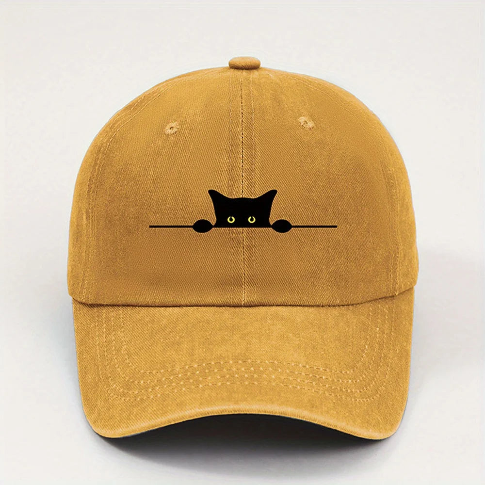 Cute Black Cat Printed Baseball Cap for Men and Women