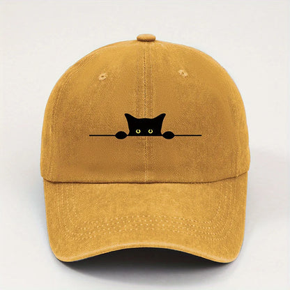 Cute Black Cat Printed Baseball Cap for Men and Women