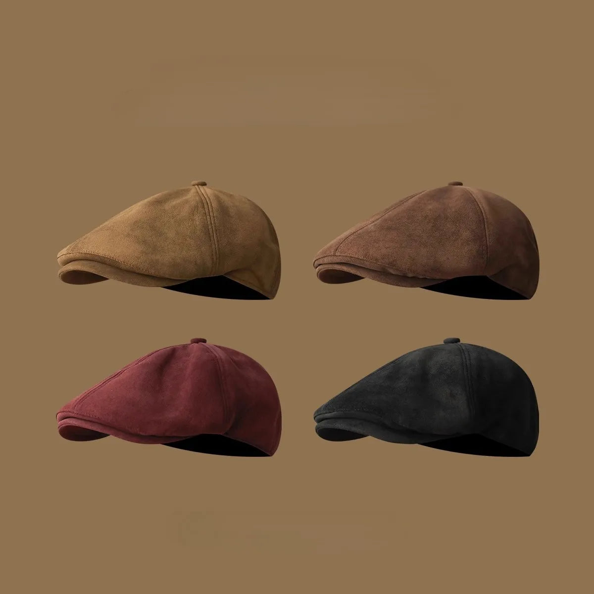 Vintage Suede Newsboy Cap Men Women