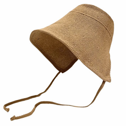 Cotton Linen Geometric Pattern Wide Brim Cloche Hat