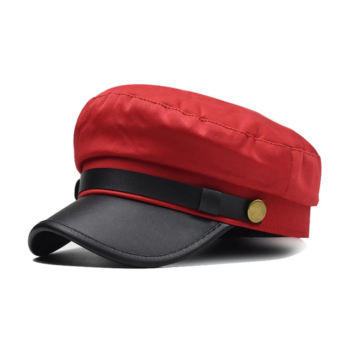 Simple Unisex Red Black Flat Navy Hat Cap