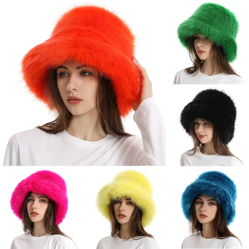 Hat Woman Winter Faux Fur Fisherman Hat Woman