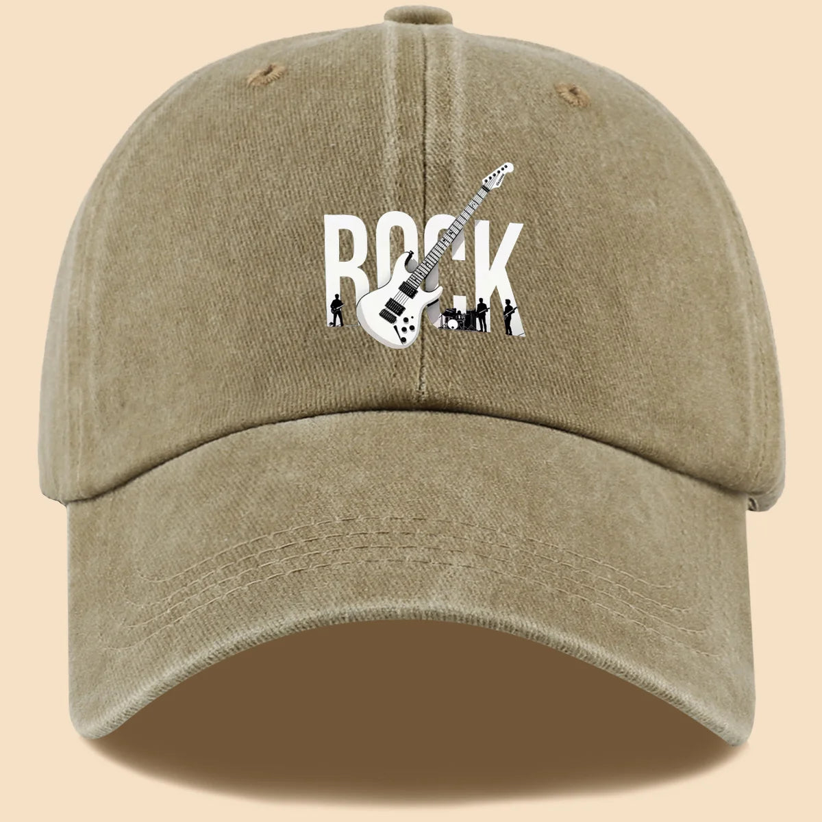 Rock Theme Electric Guitar Print Baseball Cap