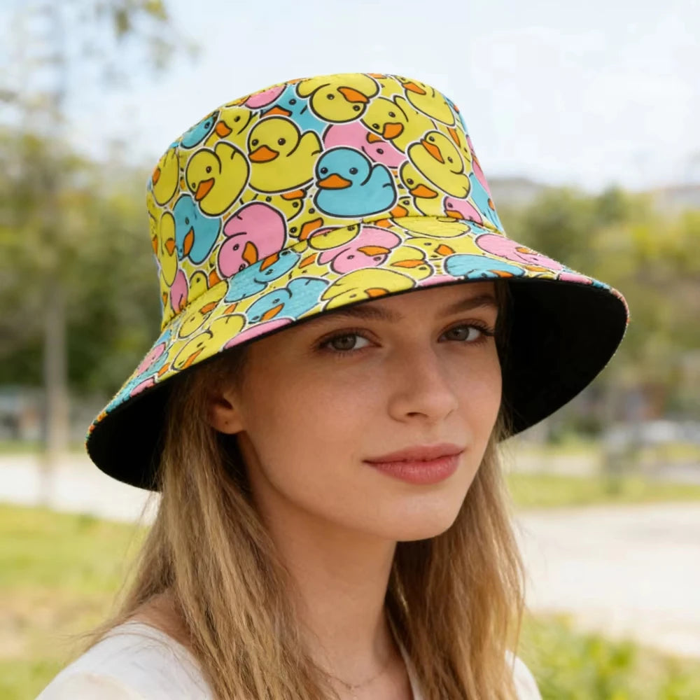 Reversible Bucket Hat Unisex Anti-UV Hip-Hop Street Dance Hat