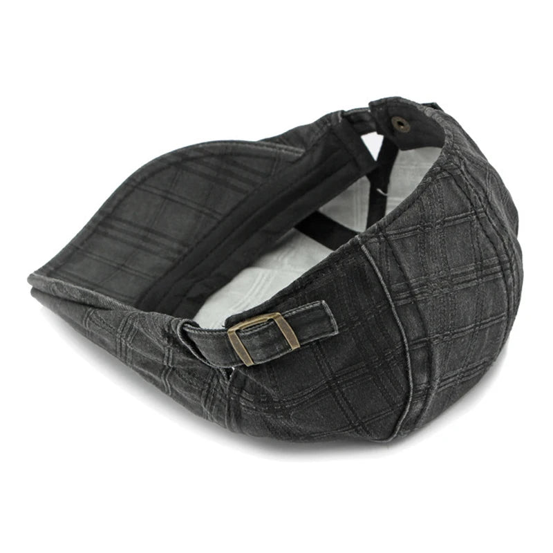 Casual Plaid Flat Peaked Caps For Men Solid Color Berets Hat