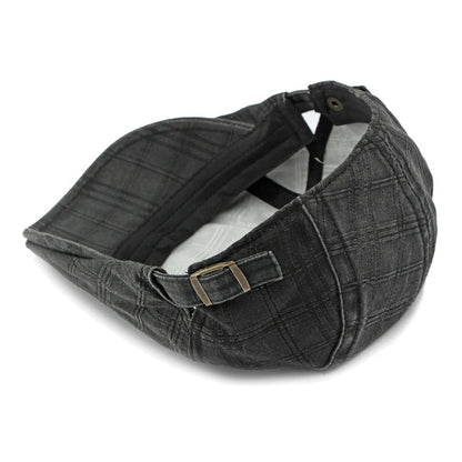 Casual Plaid Flat Peaked Caps For Men Solid Color Berets Hat