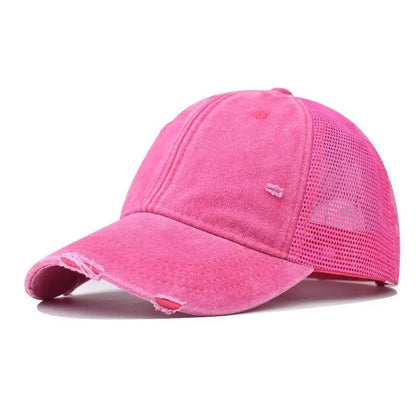 Cotton Washed Distressed Mesh Breathable Summer Baseball Cap