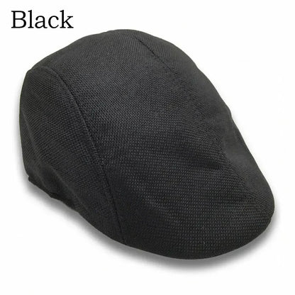 Men Berets Cap British Style 2024 New Autumn Summer Linen Hats