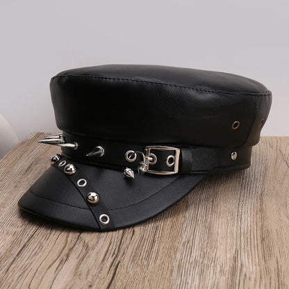 Unisex Rivet Hat Y2K Punk PU Leather Rivets Hat