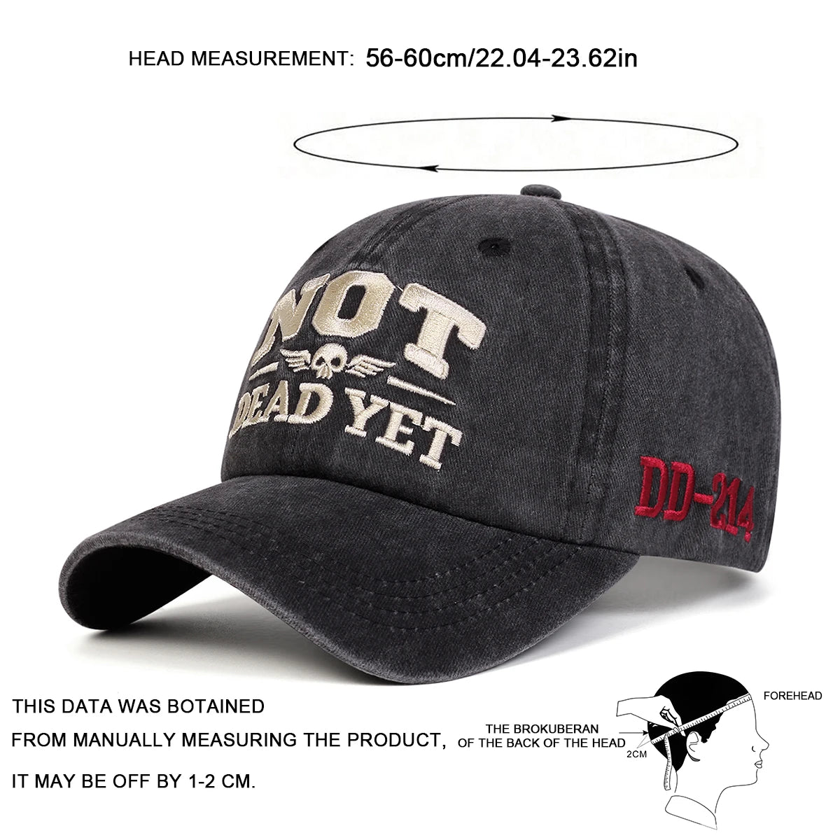 Unisex Not Dead Yet Embroidery Wash Baseball Caps Spring Autumn
