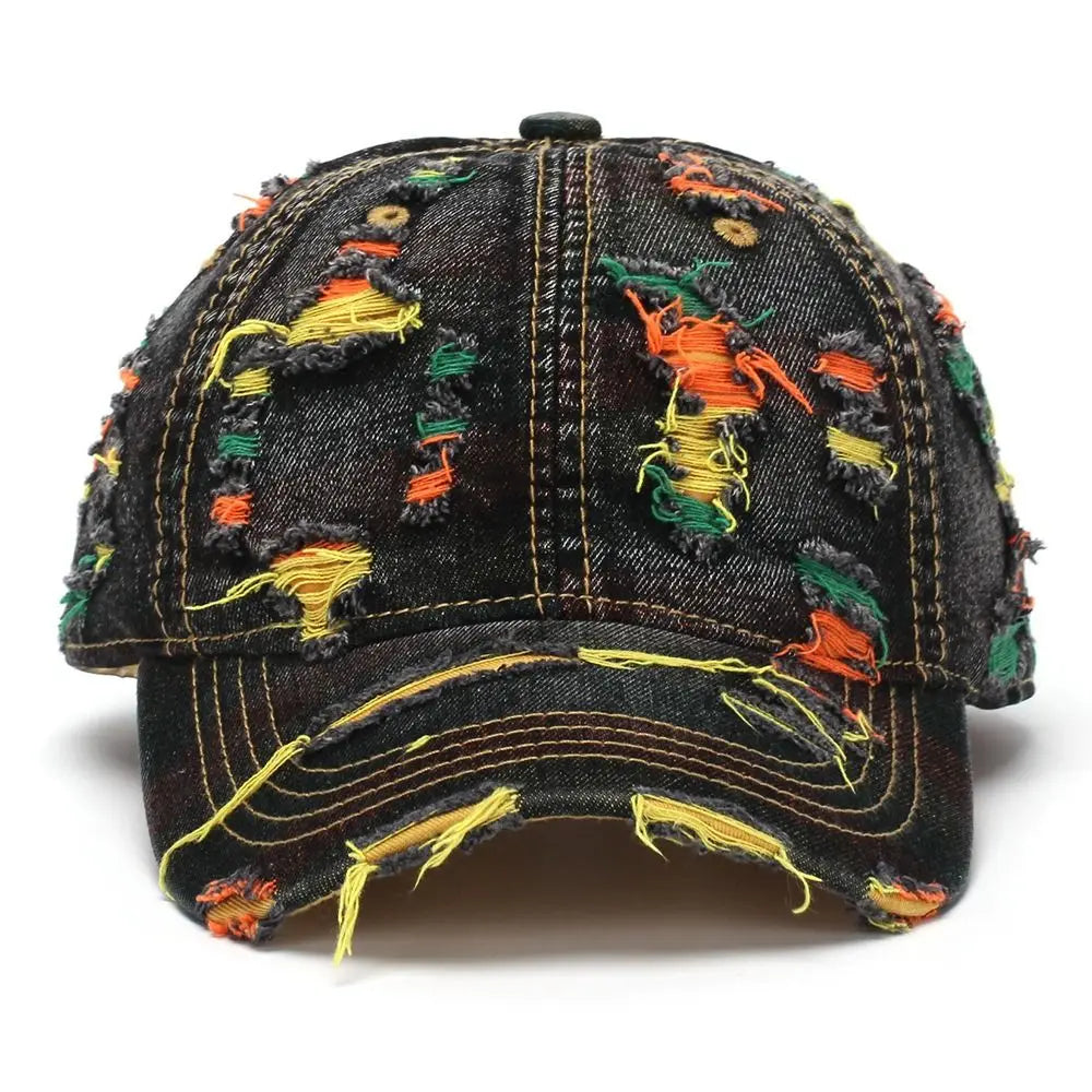 Adjustable Frayed Denim Baseball Cap