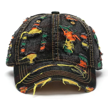 Adjustable Frayed Denim Baseball Cap