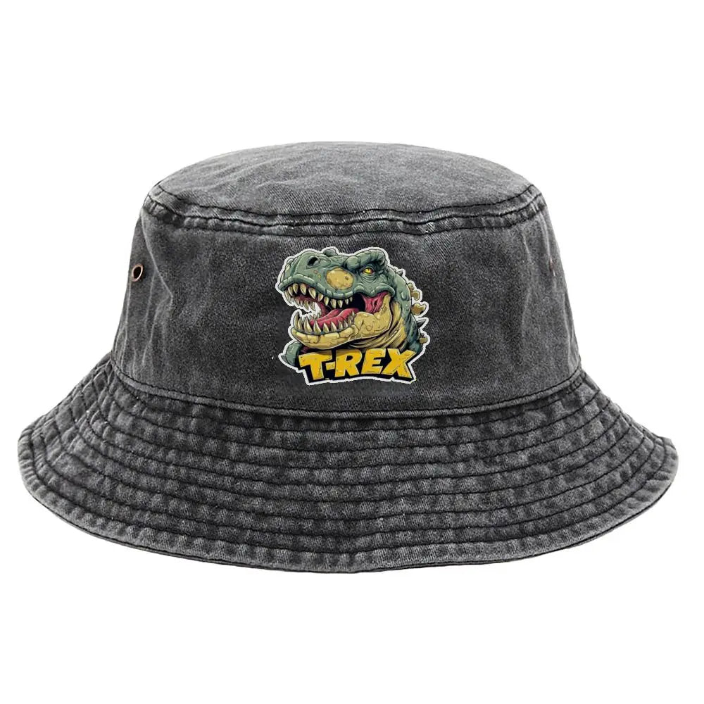 2026 Jurassic Park Bucket Cap Distressed Hats Cap Dinosaur Men Retro Outdoor