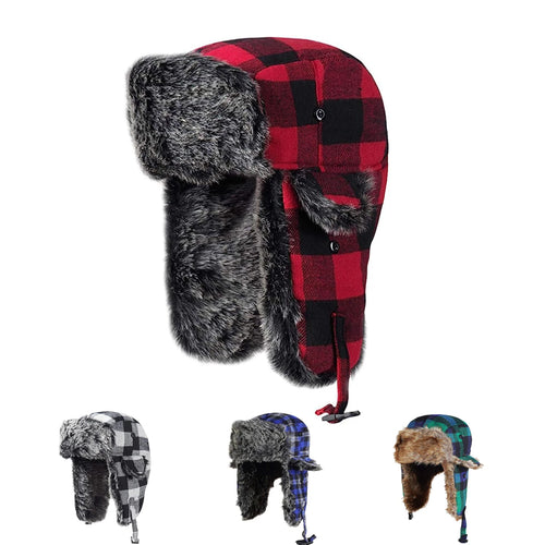 Lumberjack Plaid Aviator Trapper Hat