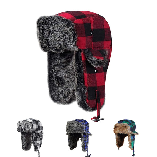 Lumberjack Plaid Aviator Trapper Hat
