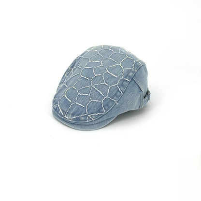 Embroidery Denim Ivy Cap Men Adjustable Buckle Flat Beret Hat