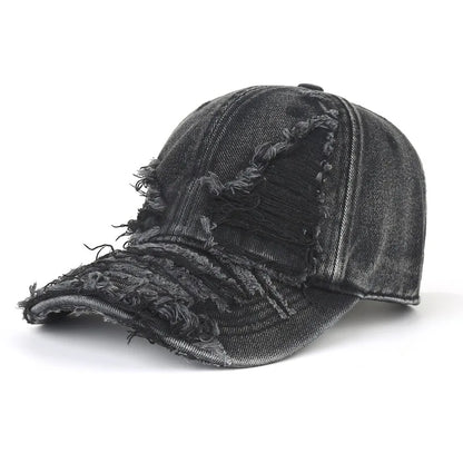Men's And Women's Ripped Frayed Washed Denim Baseball Cap