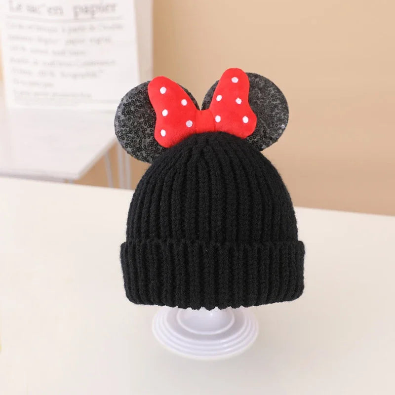 Autumn Winter Anime Cartoon  Wool Warmth Knitted Hat Cute Bow Kids