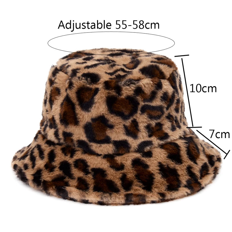 Fashion New Women Bucket Hat Retro Spring Autumn Leopard