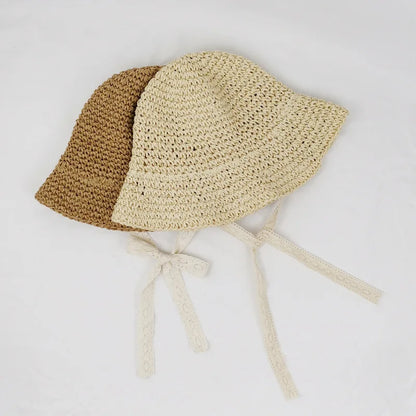 Fashion Lace Baby Hats Summer Baby Girl Bow Straw Hat