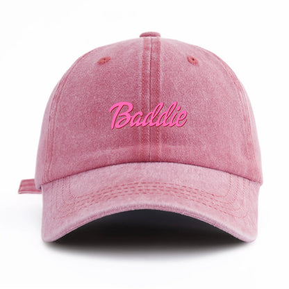 Baddie Print Washed Baseball Cap