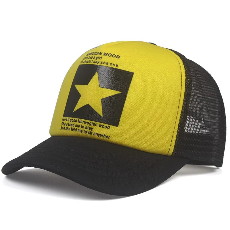 New Trendy Breathable Mesh Hat Pentagram Street Dance Skateboarding Outdoor Leisure Sunshade Baseball Hat Unisex