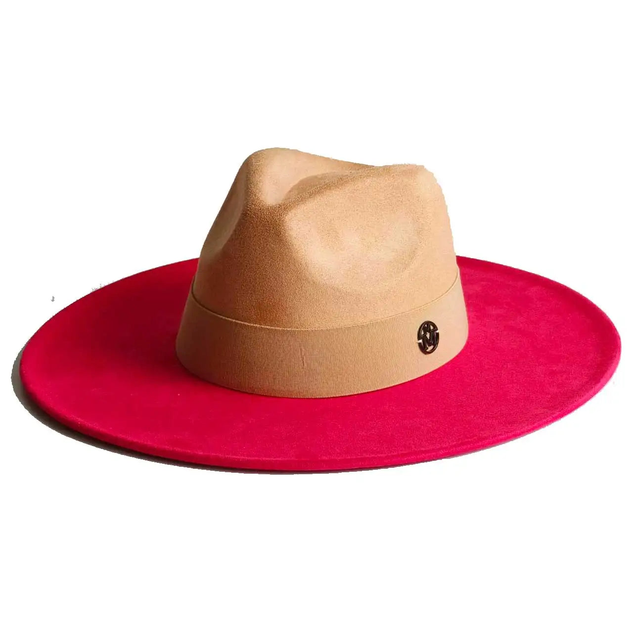 Vegan Suede Hat Teardrop Shape 9.5cm Wide Brim Fedora Hat Men's And Women's