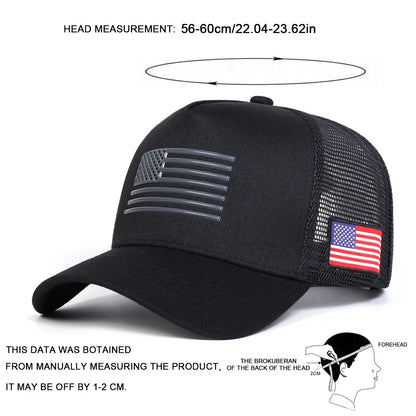 Unisex American Flag Embroidery Baseball Net Caps Outdoor Adjustable Casual Hats Sunscreen Hat Sports Cap