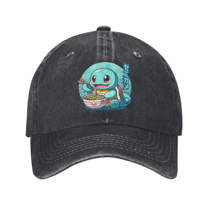 Classic Cute Water Type Creature Eating Ramen Pokemons Baseball Caps