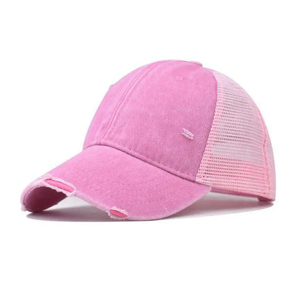 Cotton Washed Distressed Mesh Breathable Summer Baseball Cap