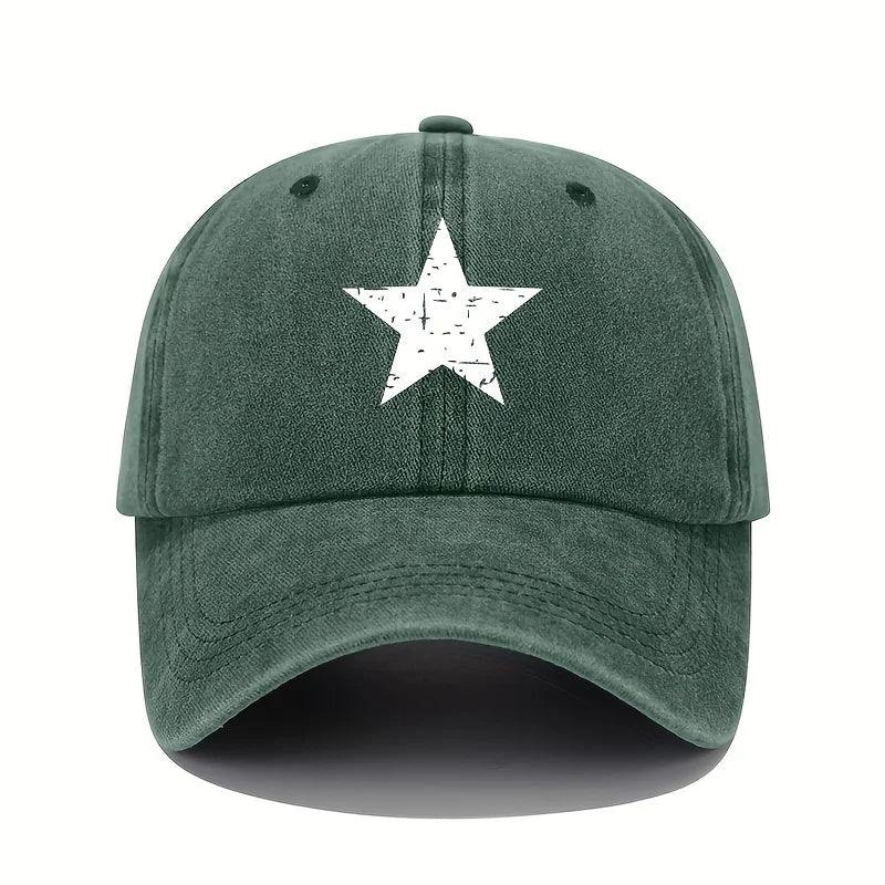 Star Print Baseball Cap Retro Lightweight Washed Cap Women's