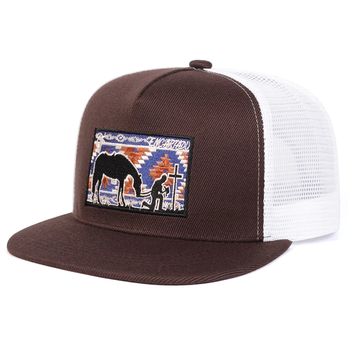 Unisex Horse Cross Embroidery Hip-hop Net Hats Spring Summer Sports Cap
