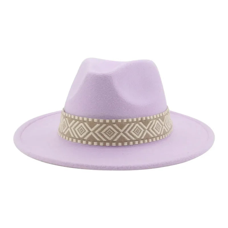 Panama Hat Western Cowboy Hats For Women Solid Big Brim Casual Fedoras Men Women