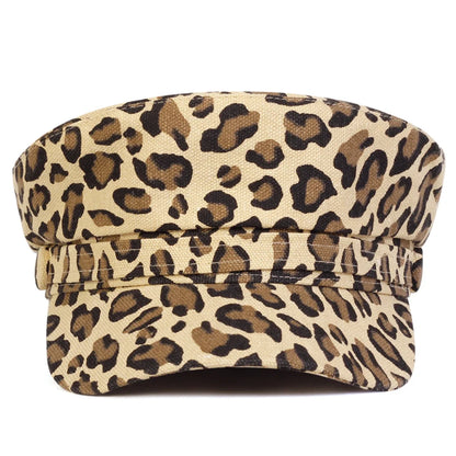 Unisex Leopard Print Personality Military Hats Flat Top Baseball Caps